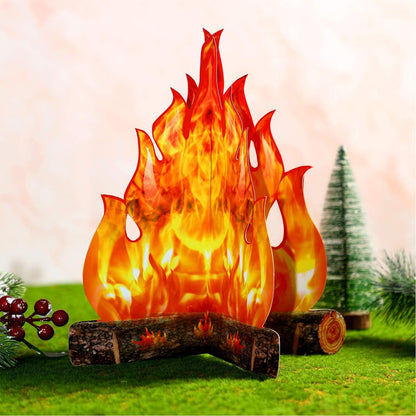 Boao Künstliches Lagerfeuer 3D Pappe Dekoration Partyzubehör Gold Orange