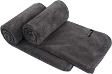 2er Pack Microfaser Handtücher Stark saugfähig 40x76cm dunkelgrau