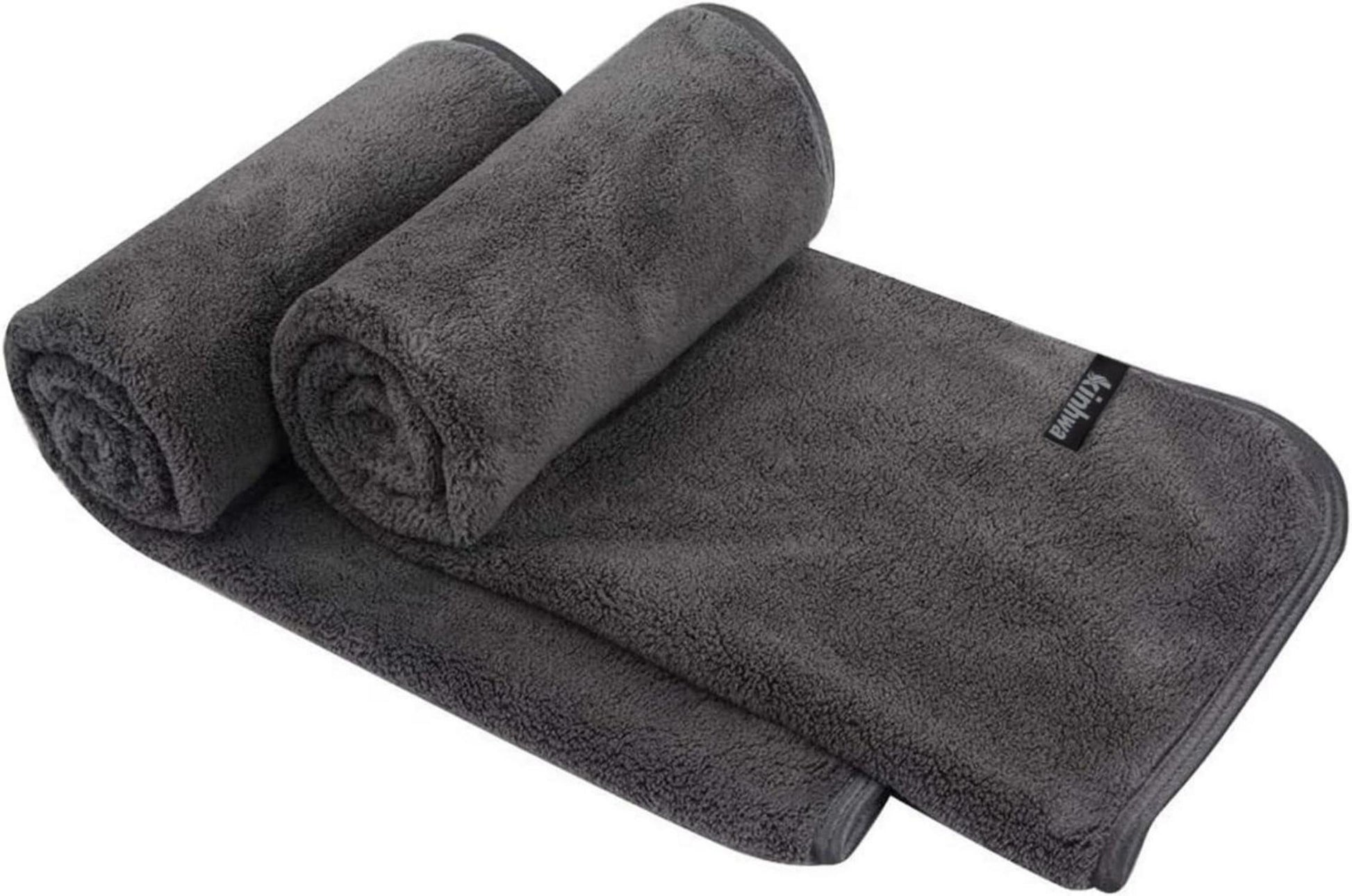 2er Pack Microfaser Handtücher Stark saugfähig 40x76cm dunkelgrau