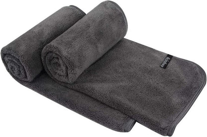 2er Pack Microfaser Handtücher Stark saugfähig 40x76cm dunkelgrau