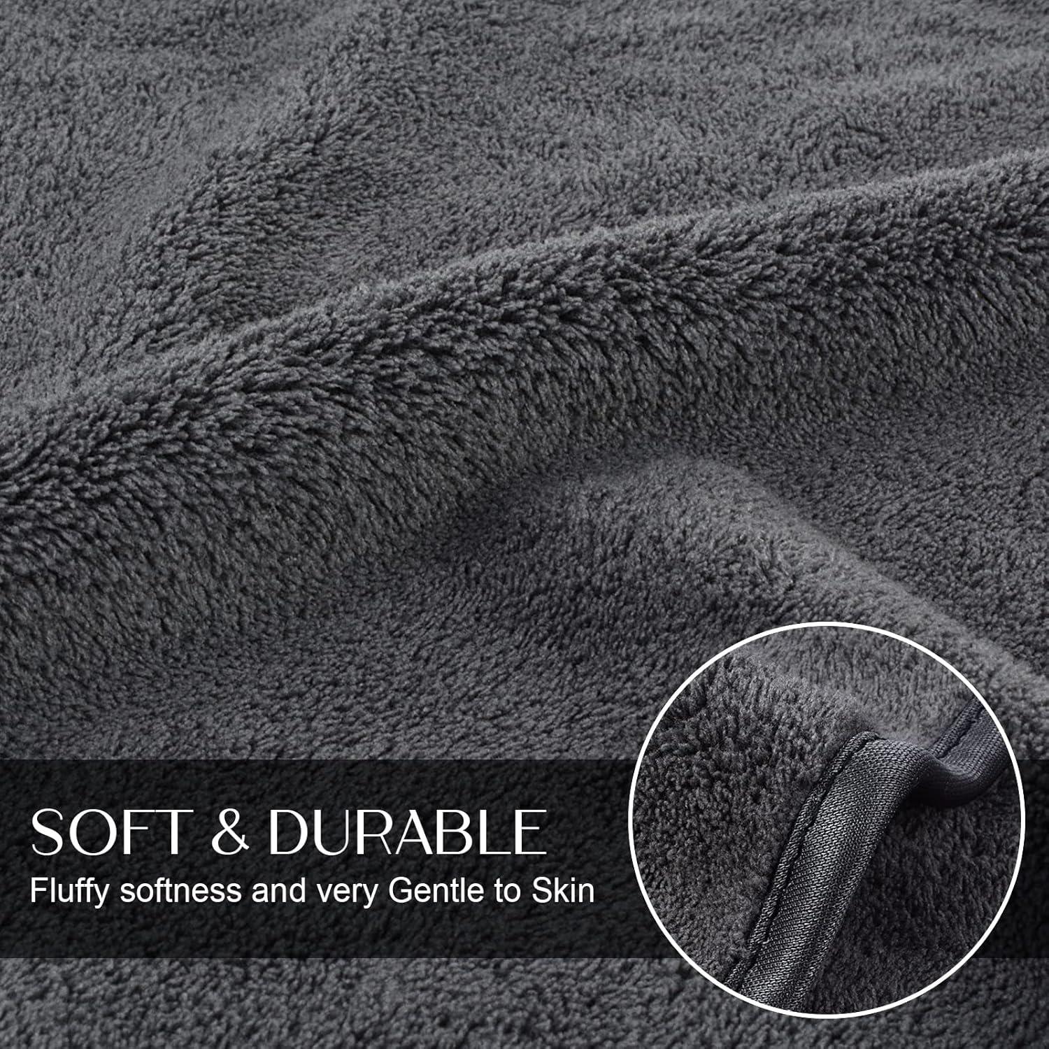 4er Pack Mikrofaser Handtücher Set Flauschig Saugstark 40x76cm Dunkelgrau