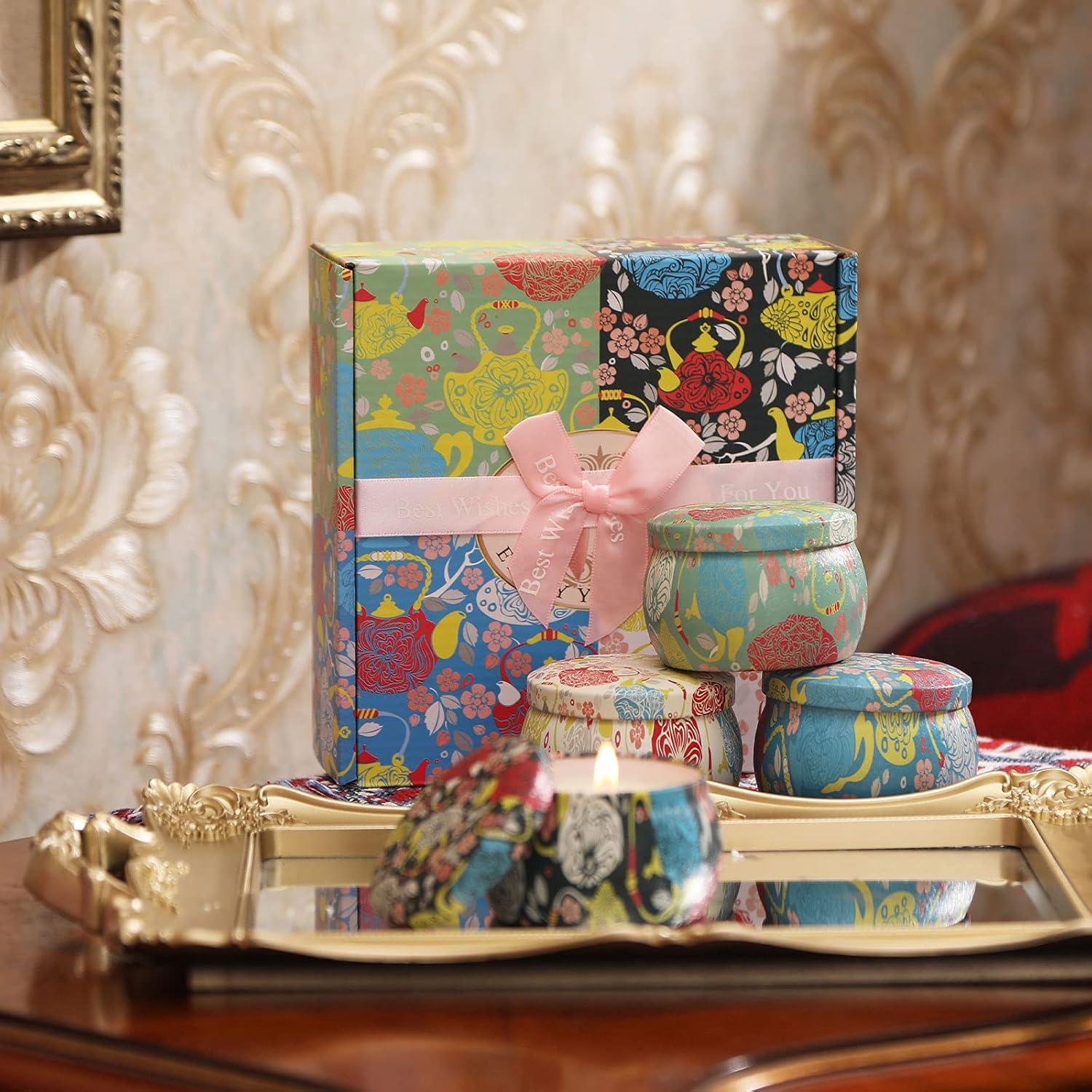 Duftkerzen Geschenkset 4er Sojawachs Aromatherapie Kerzen für Frauen