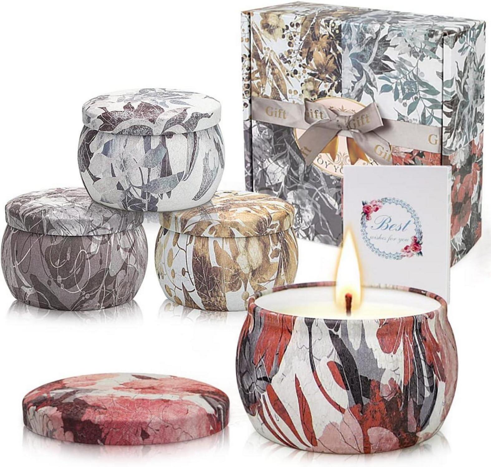 Duftkerzen Geschenkset 4x120g für Frauen - Sojawachs Aromatherapie für