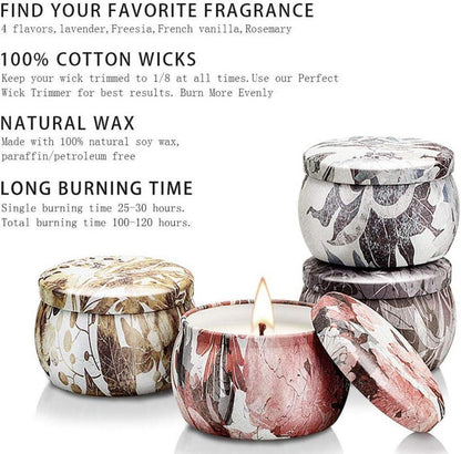 Duftkerzen Geschenkset 4x120g für Frauen - Sojawachs Aromatherapie für