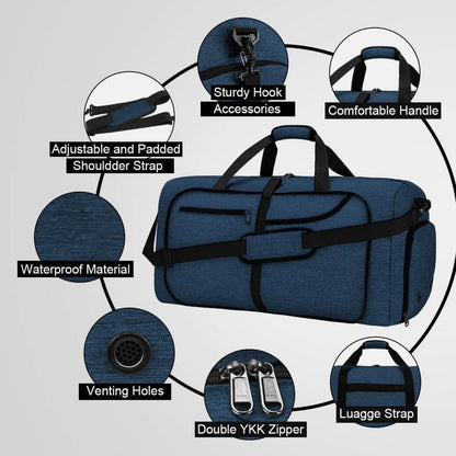NEWHEY Reisetasche Groß 65L Leichte Sporttasche für Herren mit Schuhfach