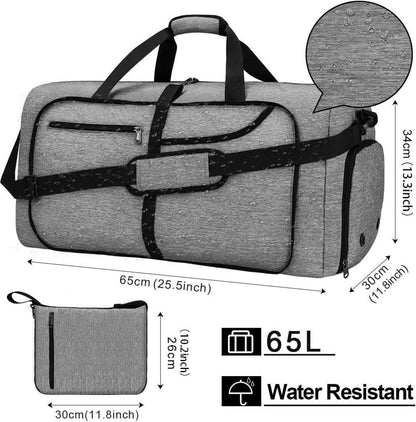 NEWHEY Große Faltbare Reisetasche Schwarz 120L