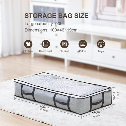 3er Pack Unterbettkommode mit Deckel 90L Grau