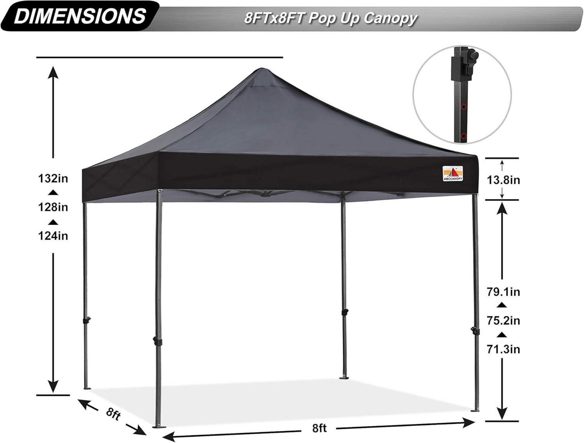ABCCANOPY Pavillon Pop-up Festzelt wasserdicht 600D Polyester & Stahlrahmen