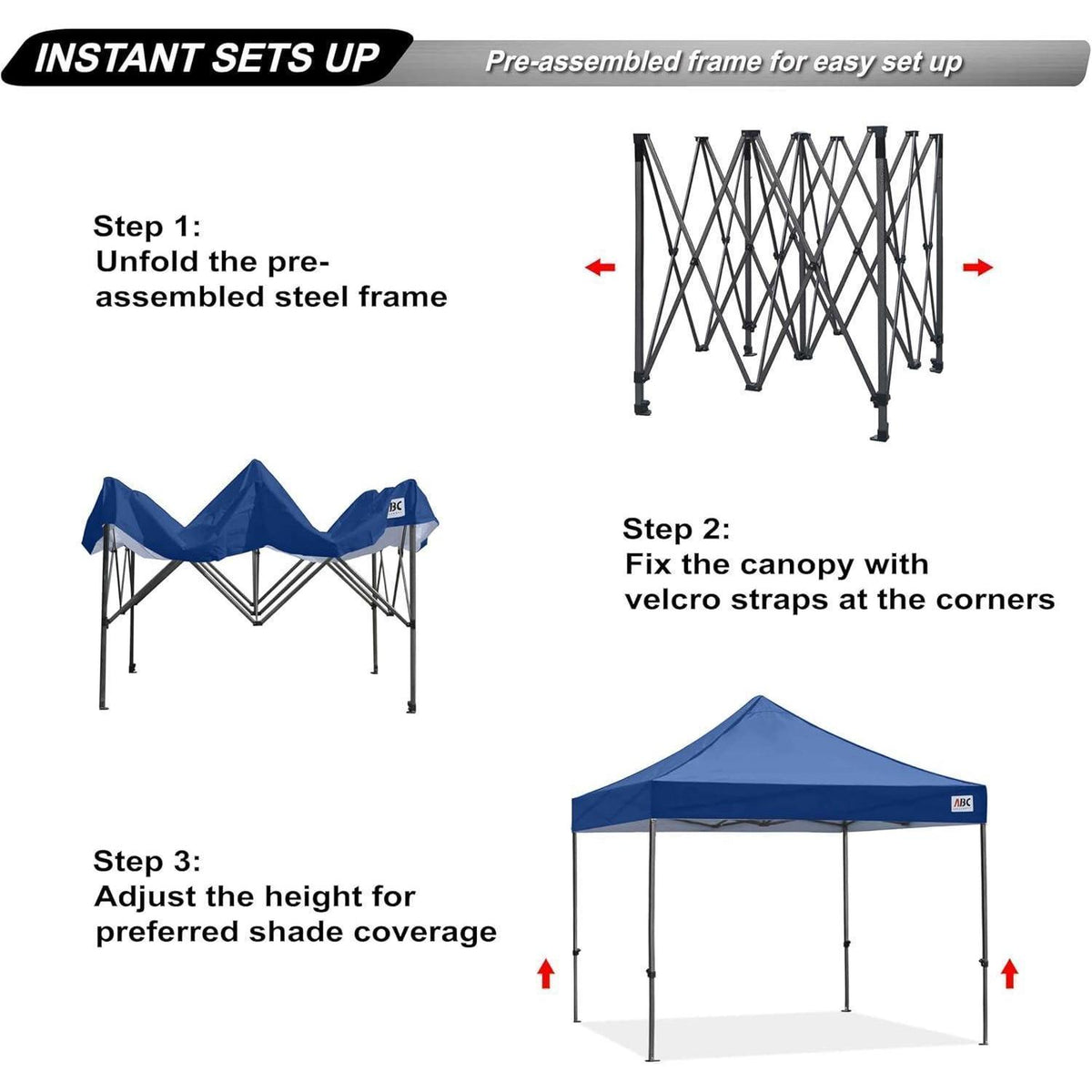 Pop-Up Pavillon 2,5x2,5m wasserdicht Marineblau mit Rollentasche