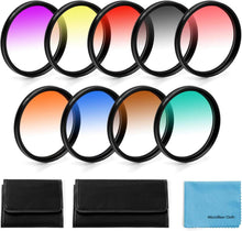 72mm Graduierte Farbe Objektiv-Filter 9 Stück Set für DSLR Camera