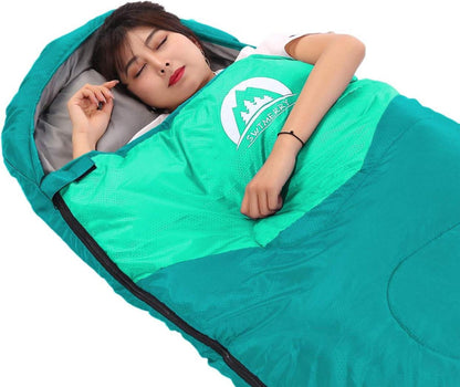Schlafsack für 3-4 Jahreszeiten warmes und kühles Wetter Jugendliche und Erwachsene Wandern Rucksackreisen Campen smaragdgrün