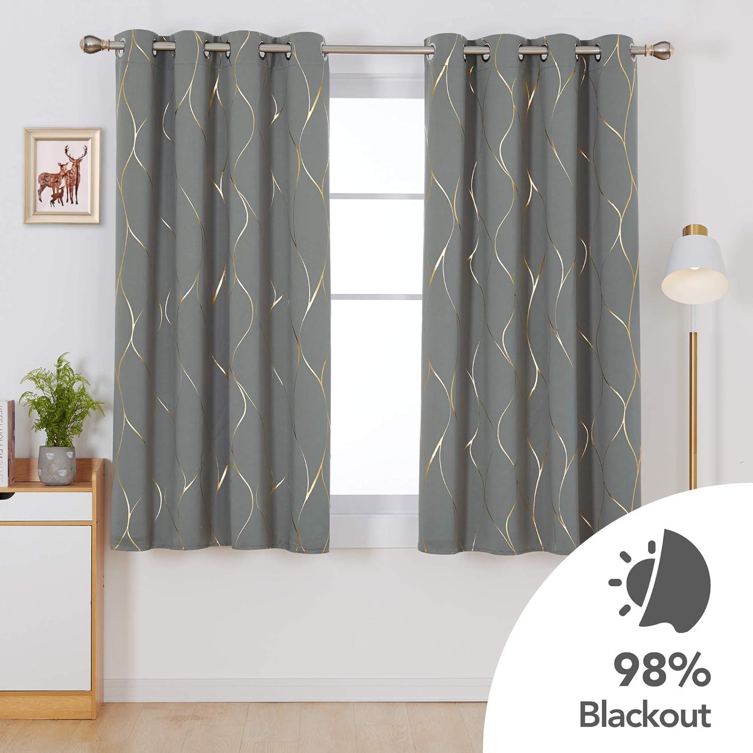 Deconovo Verdunkelungsvorhänge 138x117 cm Hellgrau 2er Set