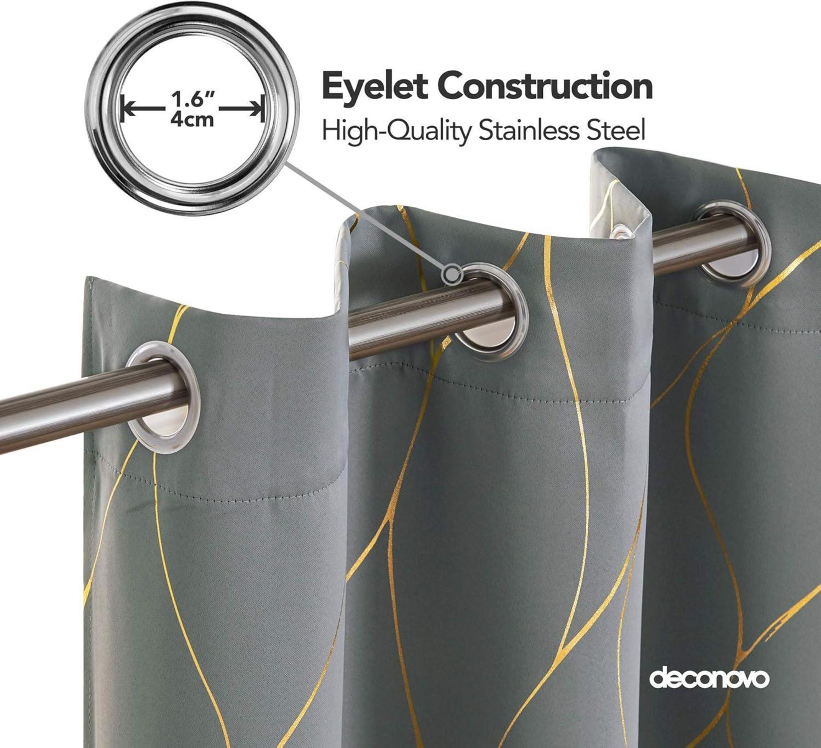 Deconovo Verdunkelungsvorhänge Wohnzimmer 138x117 Hellgrau, 2er Set