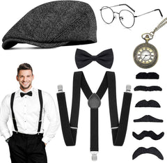 20er Jahre Herren Accessoires Set Retro Design Mafia Kostüm Set