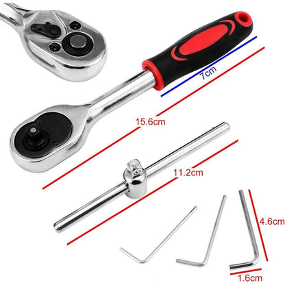 46-teiliger Steckschlüsselsatz 1/4 Zoll Drive Quick-Release Ratsche Auto Fahrrad