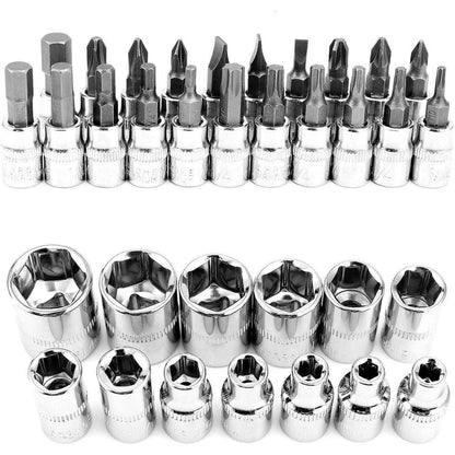 46-teiliger Steckschlüsselsatz 1/4 Zoll Drive Quick-Release Ratsche Auto Fahrrad