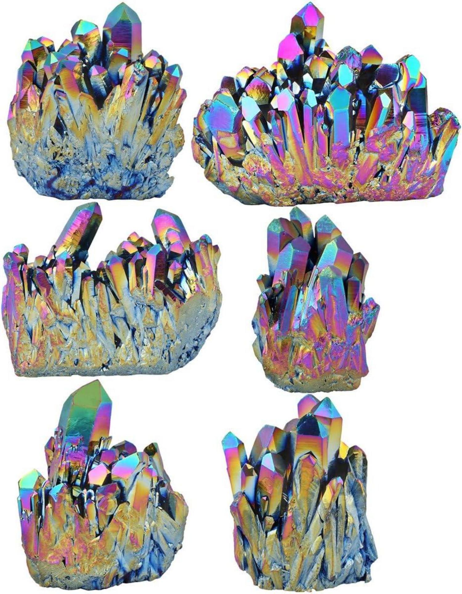 Natürlicher Titan Beschichteter Bergkristall Quarz Cluster Figur