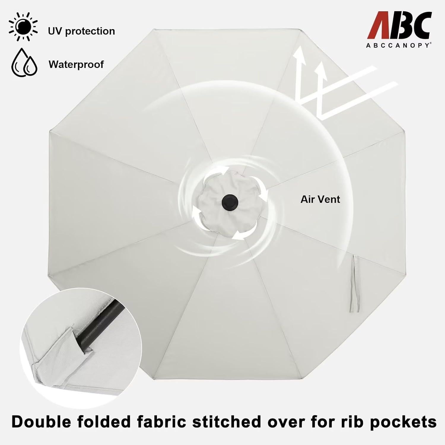 ABCCANOPY Sonnenschirm 270 cm wasser- und winddicht hellbeige