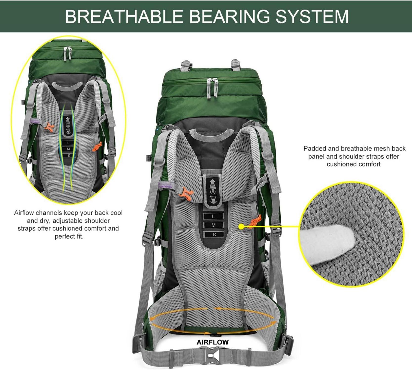 80L Trekkingrucksack mit Regenschutz für Outdoor Reisen und Camping