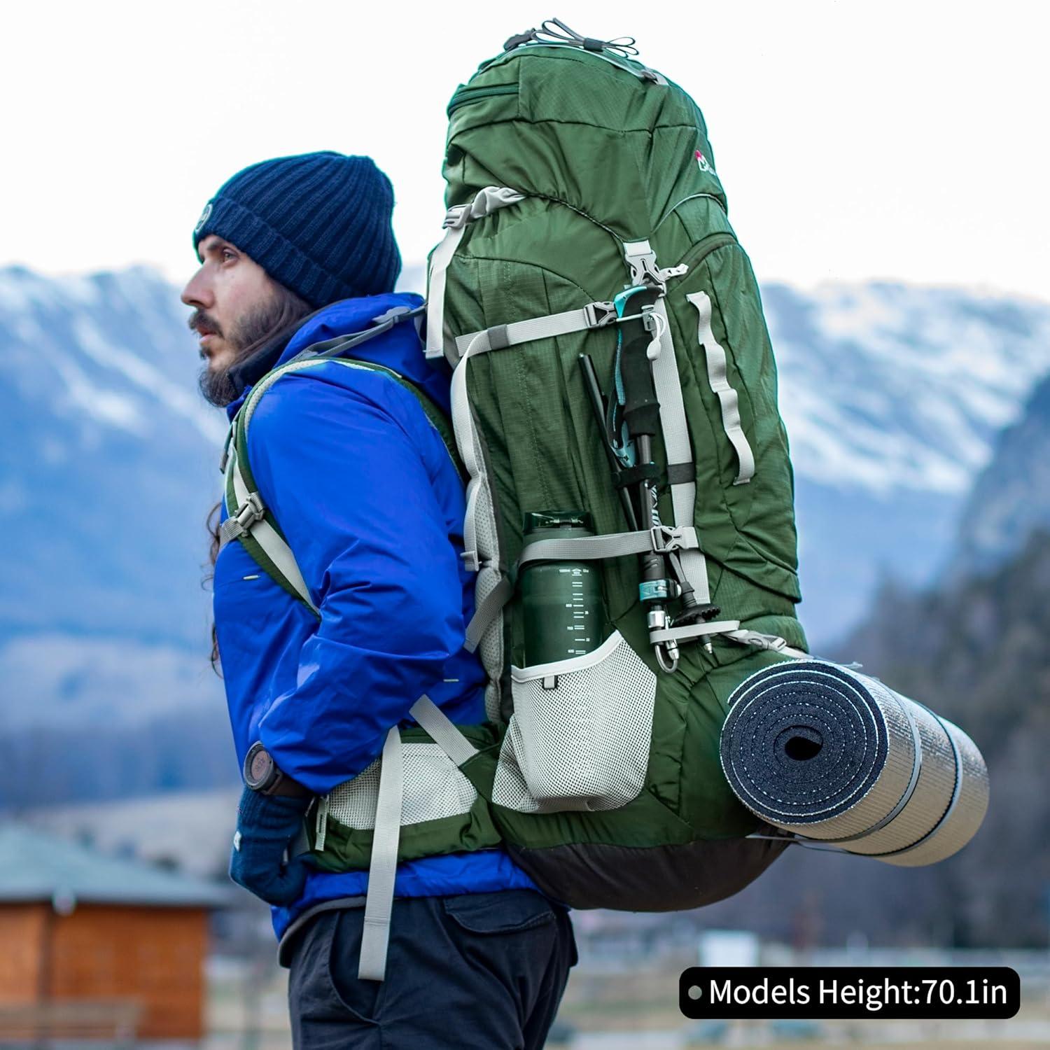 80L Trekkingrucksack mit Regenschutz für Outdoor Reisen und Camping