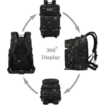 Taktischer Rucksack 40L wasserdicht mit vielen Fächern Schwarz