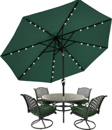 Sonnenschirm 270cm mit Solar-LED, 32 Lichter, 8 Rippen