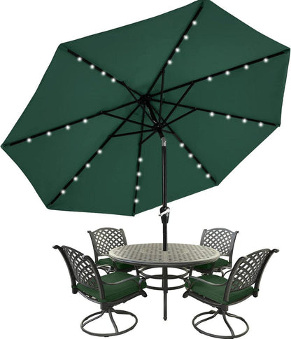 Sonnenschirm 270cm mit Solar-LED, 32 Lichter, 8 Rippen