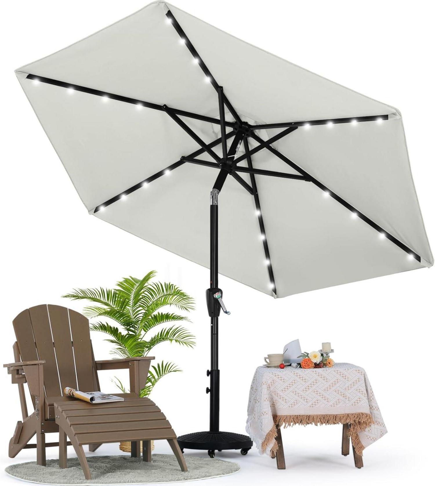 Sonnenschirm mit Solar-LED 230 cm Hellgrau