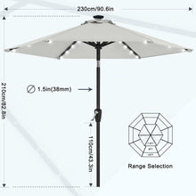 Sonnenschirm 230 cm mit Solar-LED Licht Hellgrau