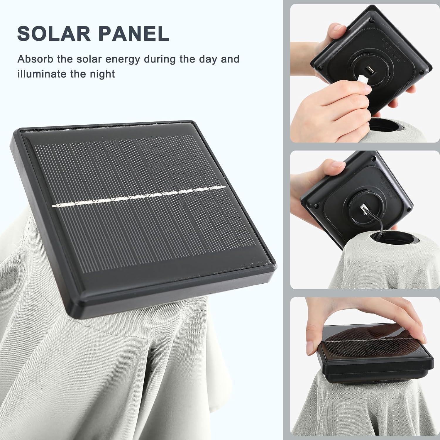 Sonnenschirm 230 cm mit Solar-LED Lichtern und Aluminium Pole