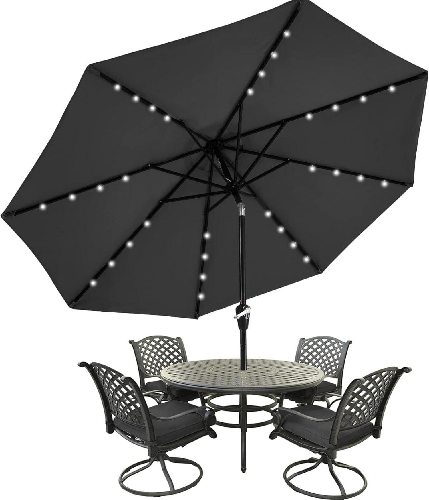 Sonnenschirm mit Solar-LED, Gartenschirm, 270 cm, 8 Rippen