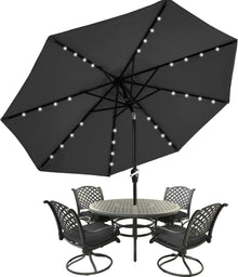 Sonnenschirm mit Solar-LED, Gartenschirm, 270 cm, 8 Rippen
