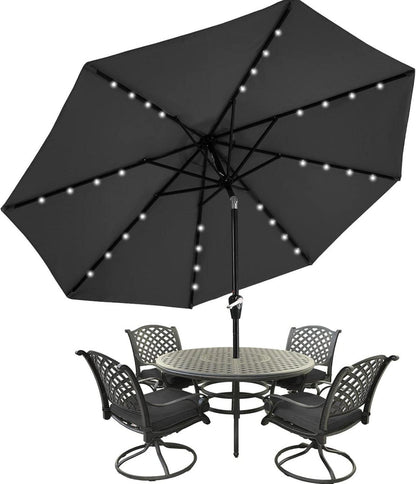 Sonnenschirm mit Solar-LED, Gartenschirm, 270 cm, 8 Rippen