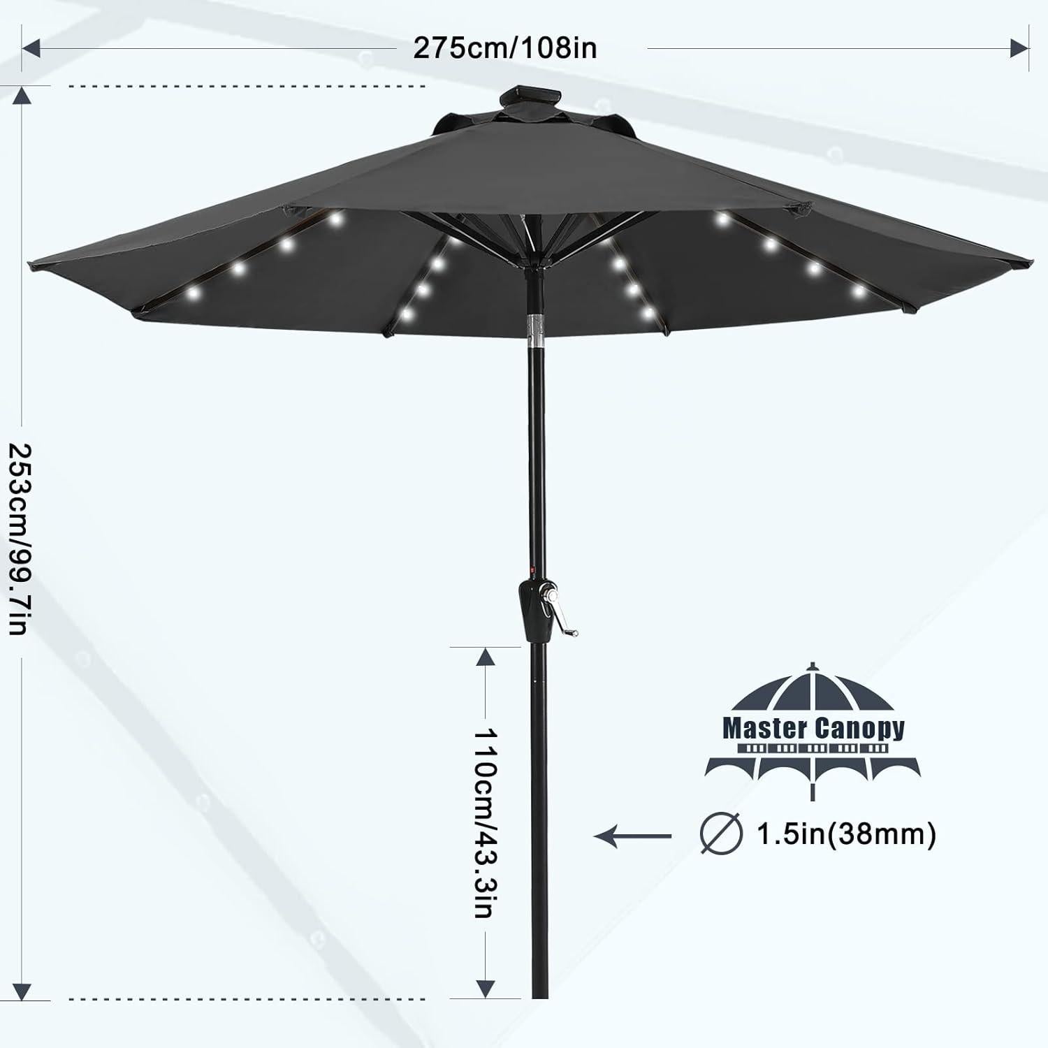 270 cm Sonnenschirm mit