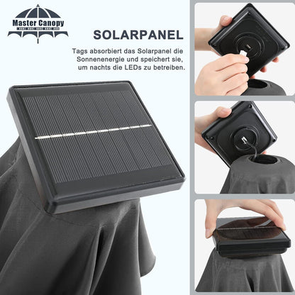 Sonnenschirm mit Solar-LED, Gartenschirm, 270 cm, 8 Rippen