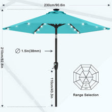 Sonnenschirm 230 cm mit Solar-LED Terrasse Garten Türkis