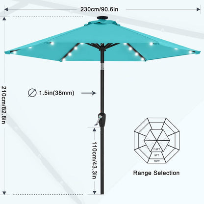 Sonnenschirm 230 cm mit Solar-LED Terrasse Garten Türkis