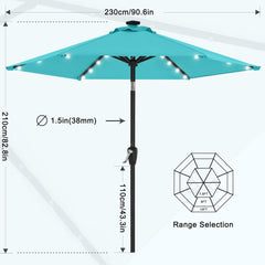 Sonnenschirm 230 cm mit Solar-LED Terrasse Garten Türkis