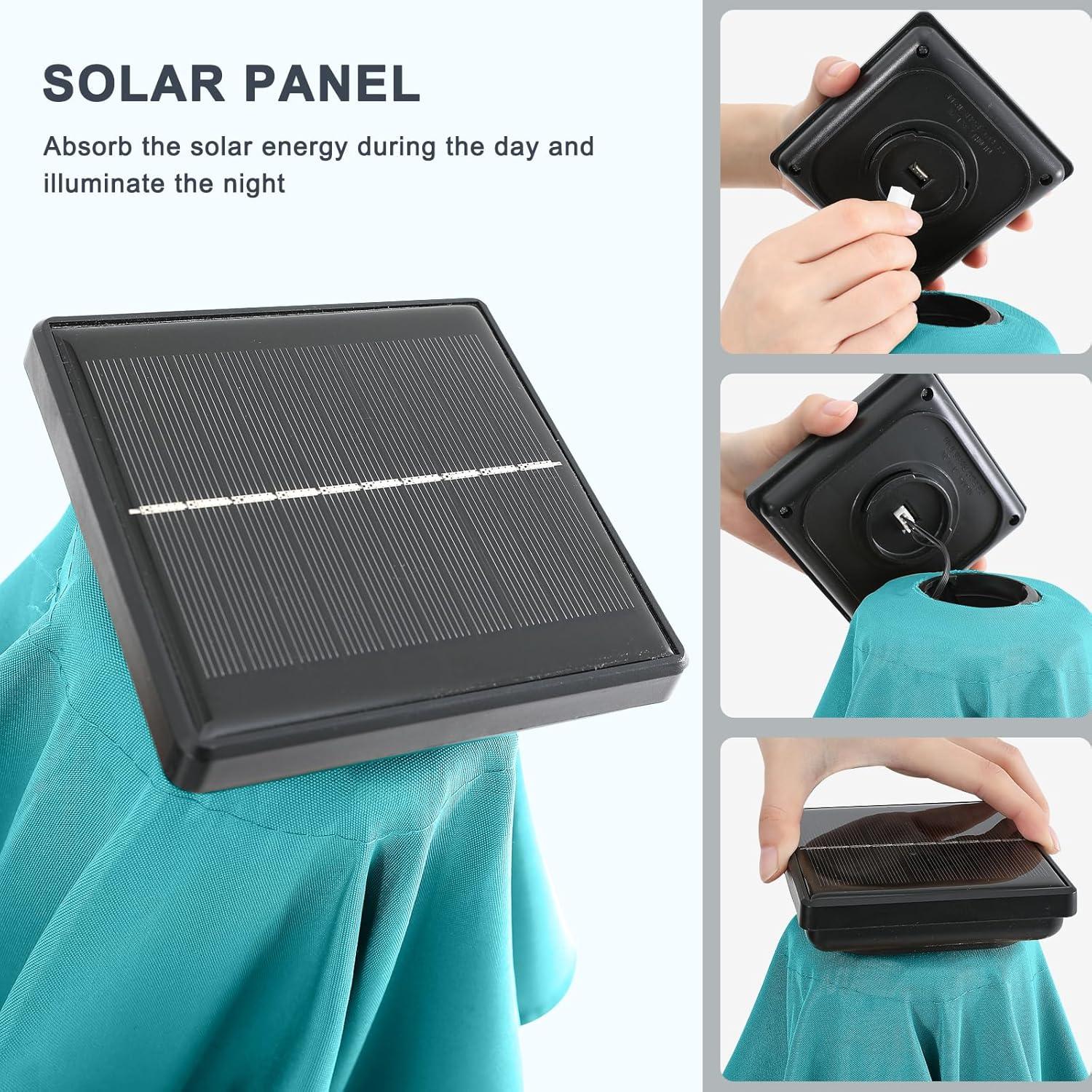 230 cm Sonnenschirm mit 24 Solar-LED Türkis, Terrassen- & Gartenschirm