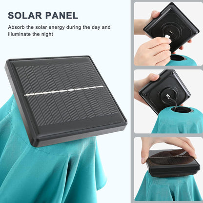 230 cm Sonnenschirm mit 24 Solar-LED Türkis, Terrassen- & Gartenschirm