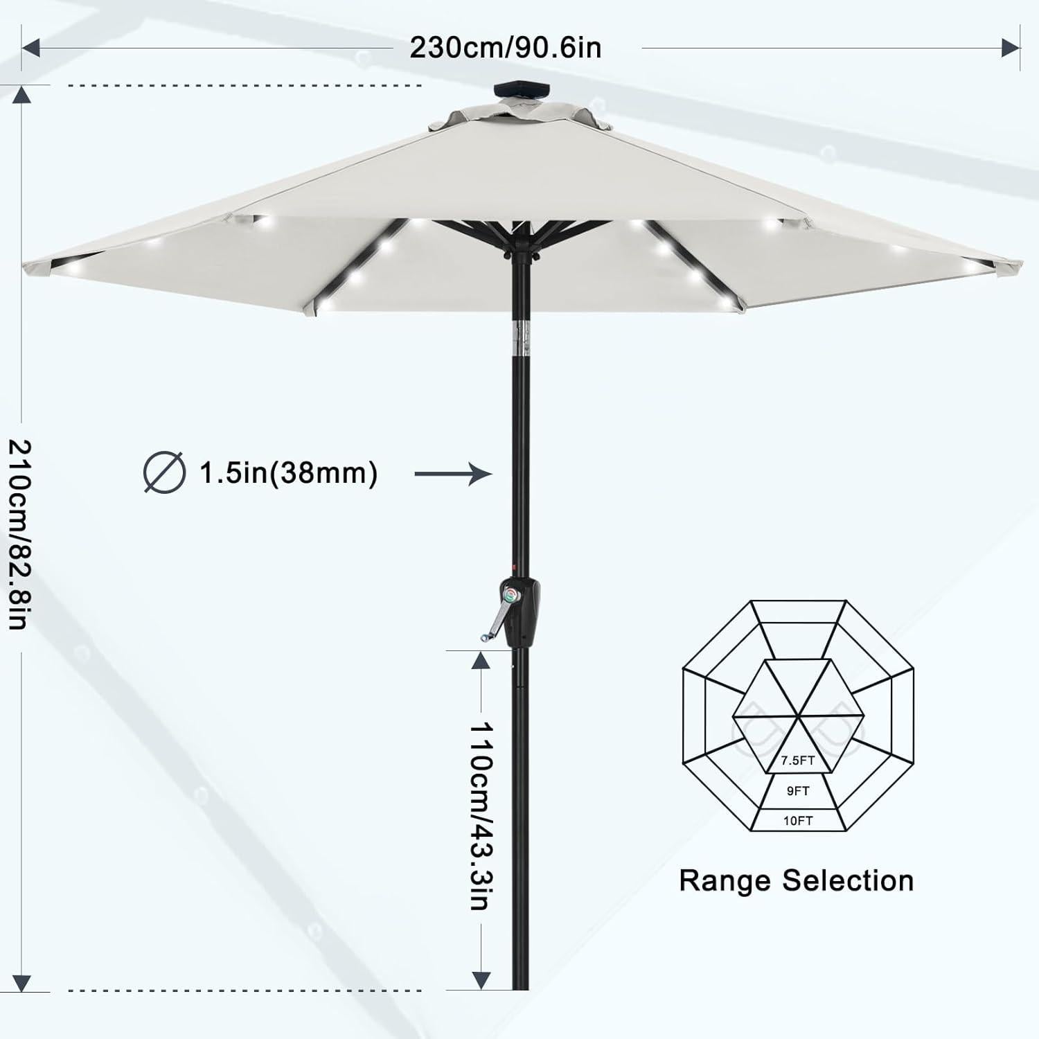 Sonnenschirm mit Solar-LED 230 cm wasserfest und