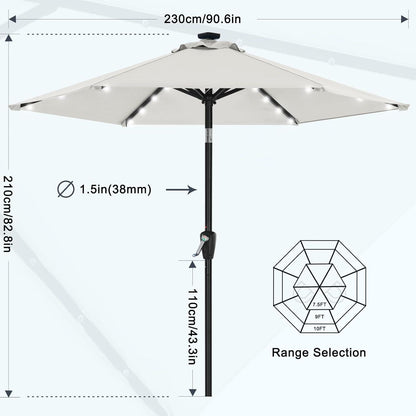 Sonnenschirm mit Solar-LED 230 cm wasserfest und