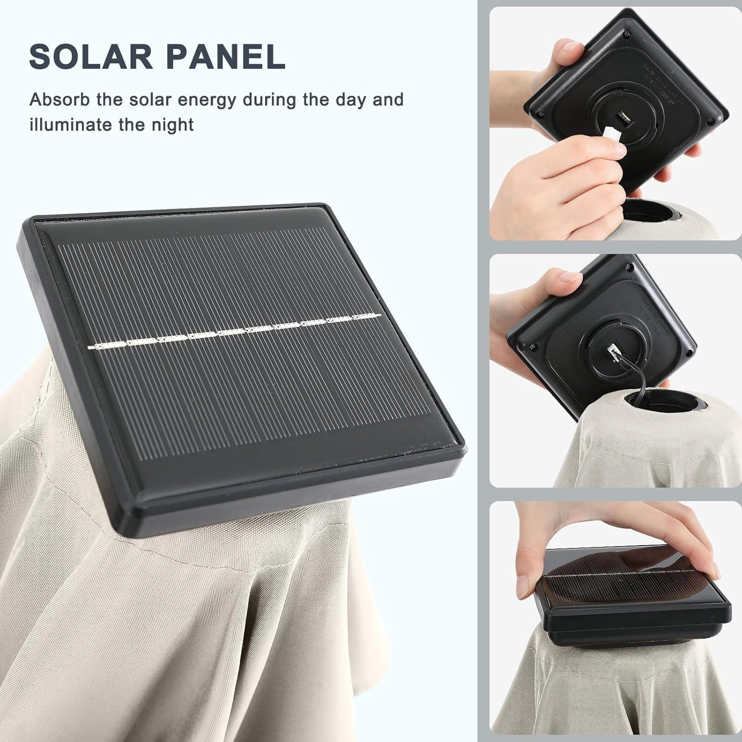 Solar-LED Sonnenschirm 230 cm Terrassen- & Gartenschirm Beige