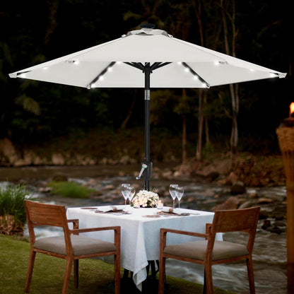 230 cm MasterCanopy Sonnenschirm mit Solar-LED Beleuchtung in Hellbeige