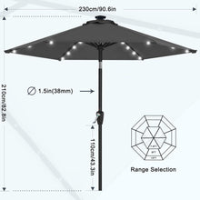 230 cm Sonnenschirm mit Solar-LED Lichtern, Gartenschirm