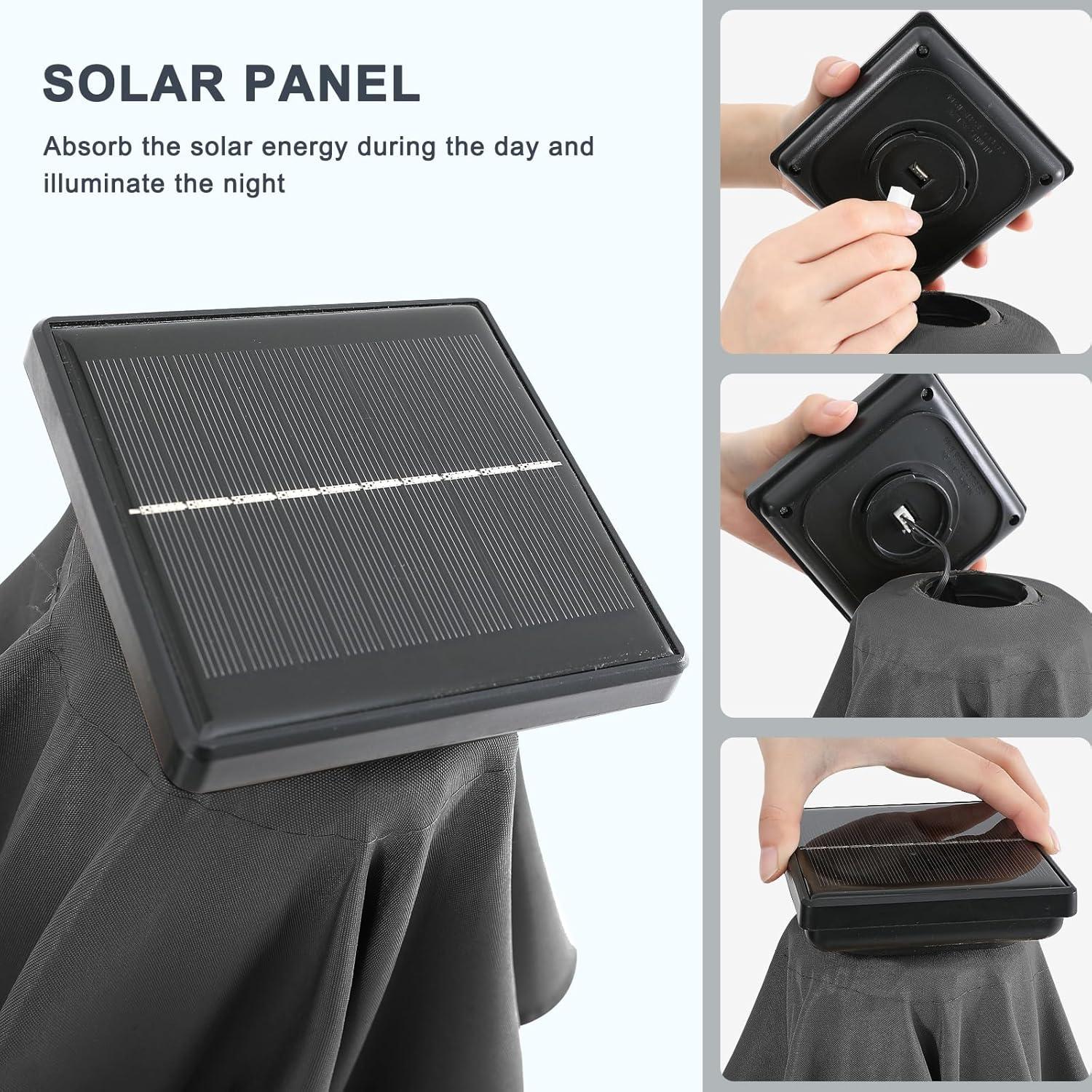 230 cm Sonnenschirm mit Solar-LED, Gartenschirm Terrassenschirm