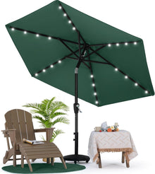 Sonnenschirm mit Solar-LED 230 cm Outdoor Dunkelgrün