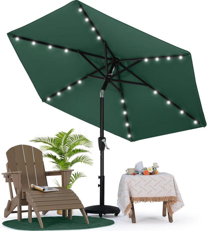 Sonnenschirm mit Solar-LED 230 cm Outdoor Dunkelgrün