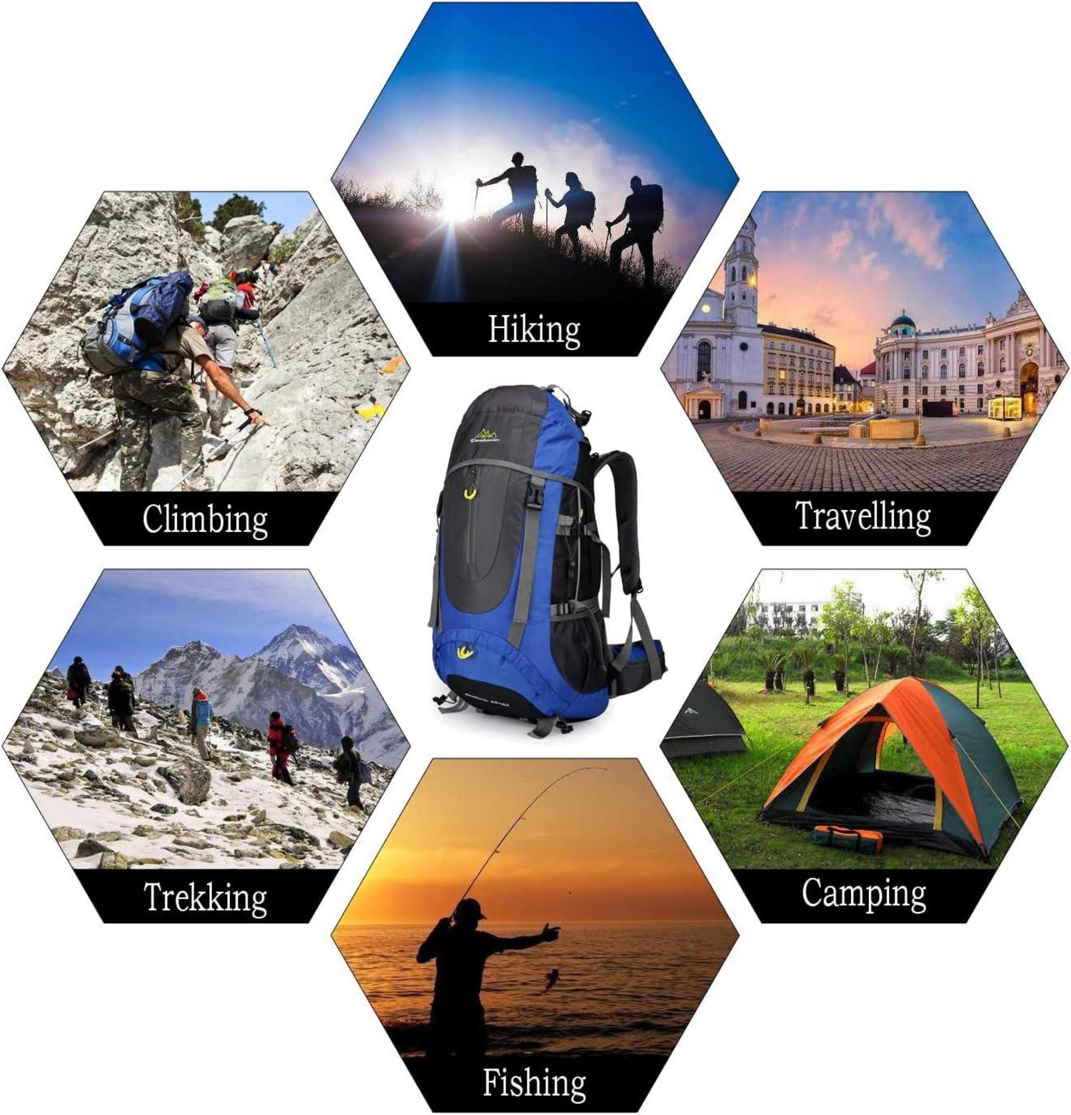 Wasserdichter Trekkingrucksack 70L Camping Reise Wandern XL Blau