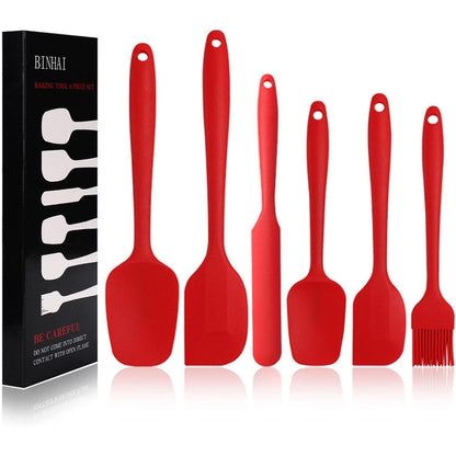Silikon Spatel Set 6-teilig - Rot, Antihaft & Hitzebeständig
